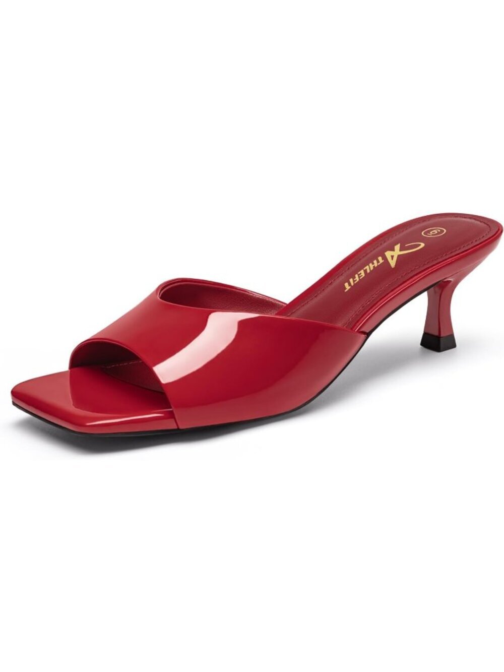 Women's Red Sandals Square Open Toe Low Heels Comfortable Kitten Heels Shoes